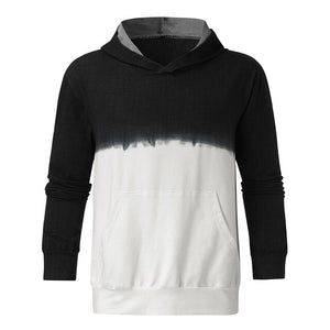 Simple Black And White Hooded Long-sleeved
